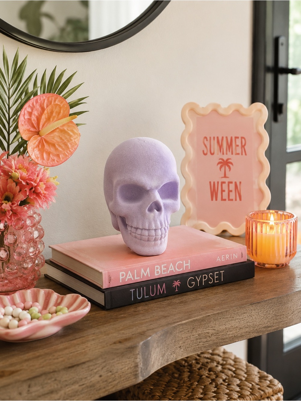 Celebrate Together Flocked Skull Halloween Decor